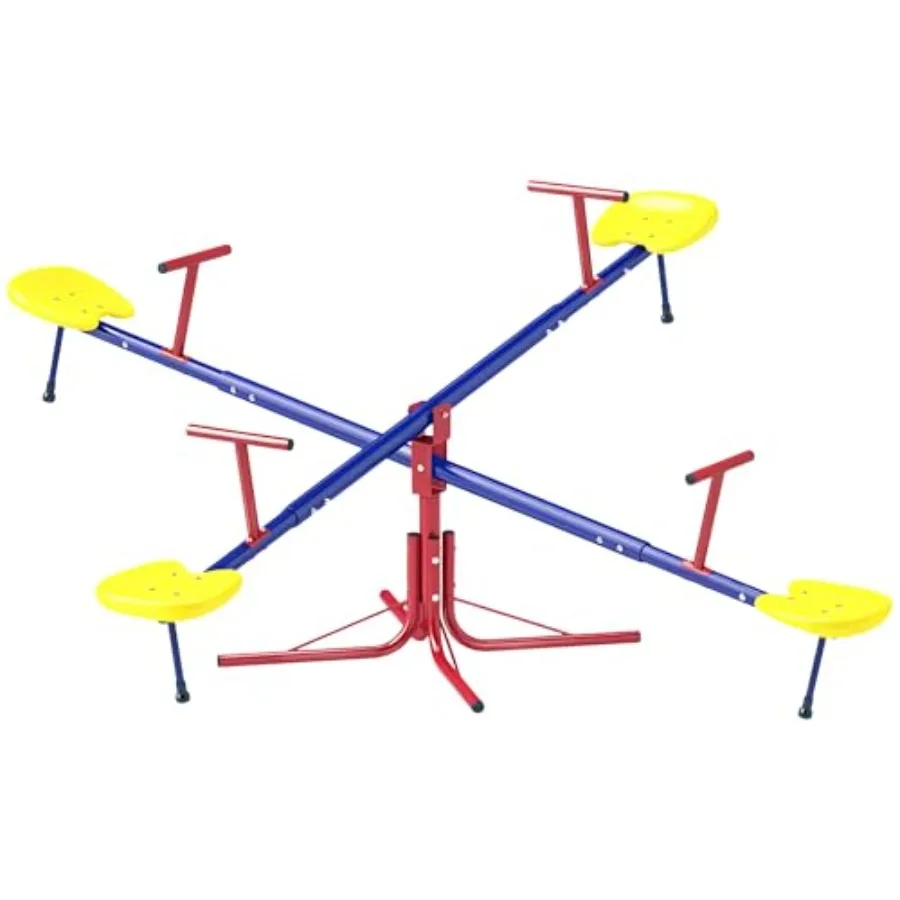 

Outsunny Seesaw Swivel Teeter Totter with 360° Spinning 4 Seater Seesaw Outdoor Playground Equipment for Backyard Boys and Girl