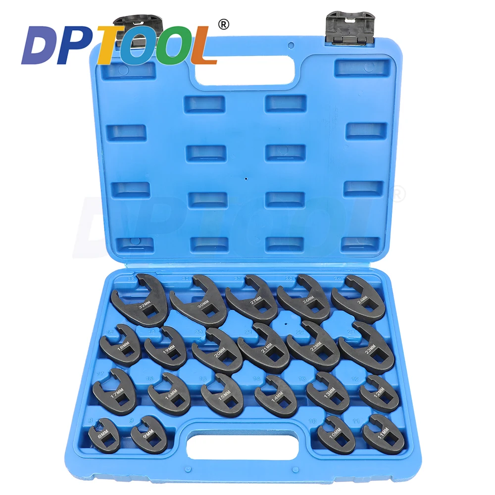 

21 Piece Metric Crowfoot Wrench Set 1/2 inches and 3/8 inches Drive Sizes 8mm-32mm Cr-Mo Flare Nut