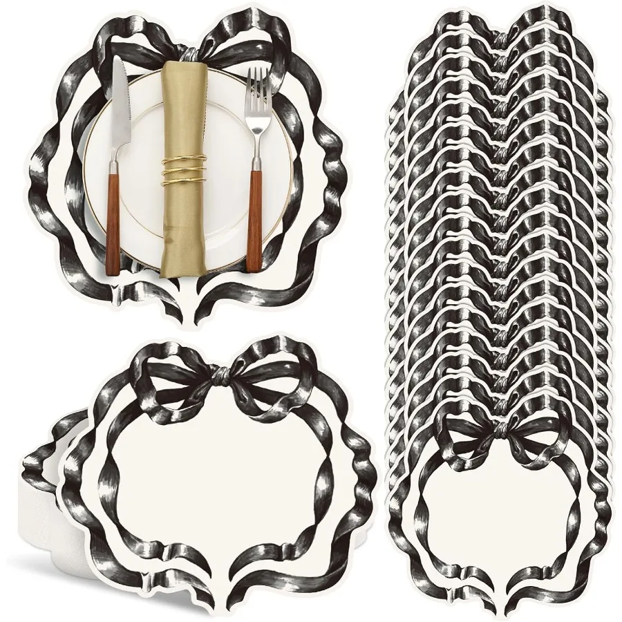 

36 шт. бумажные салфетки с черным бантом 12,6 Ih Coquette, украшения на день рождения, коврики для ужина с бантом, товары для вечеринок, одноразовая бумажная площадка