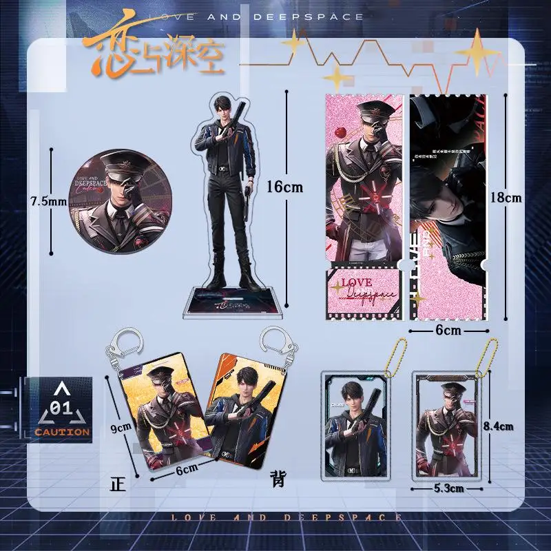 أنيمي الحب والفضاء العميق Caleb تأثيري الاكريليك البينية شارة فلاش مزدوجة تتدفق الرمال جونغ كعب قلادة بطاقة شفافة