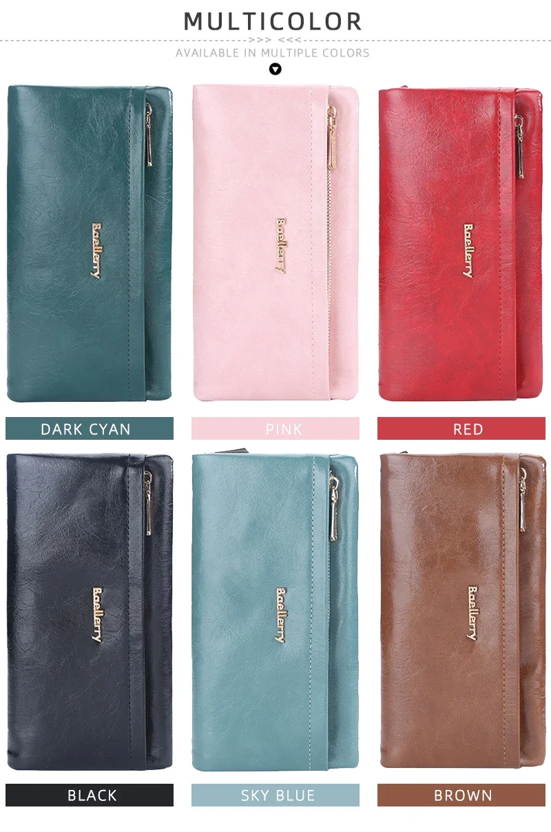 Baellerry Lange Damen-Geldbörsen, Tasche mit Handyfach, Namensgravur, Marken-Damen-Geldbörse mit Reißverschluss, Kartenhalter, Damen-Geldbörse für Mädchen – Detail 6