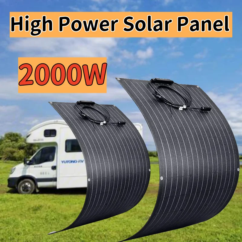 Panneau solaire portable, 2000/4000W, 1000W, avec batterie externe, flexible, cellules solaires d'extérieur, pour la maison et le camping