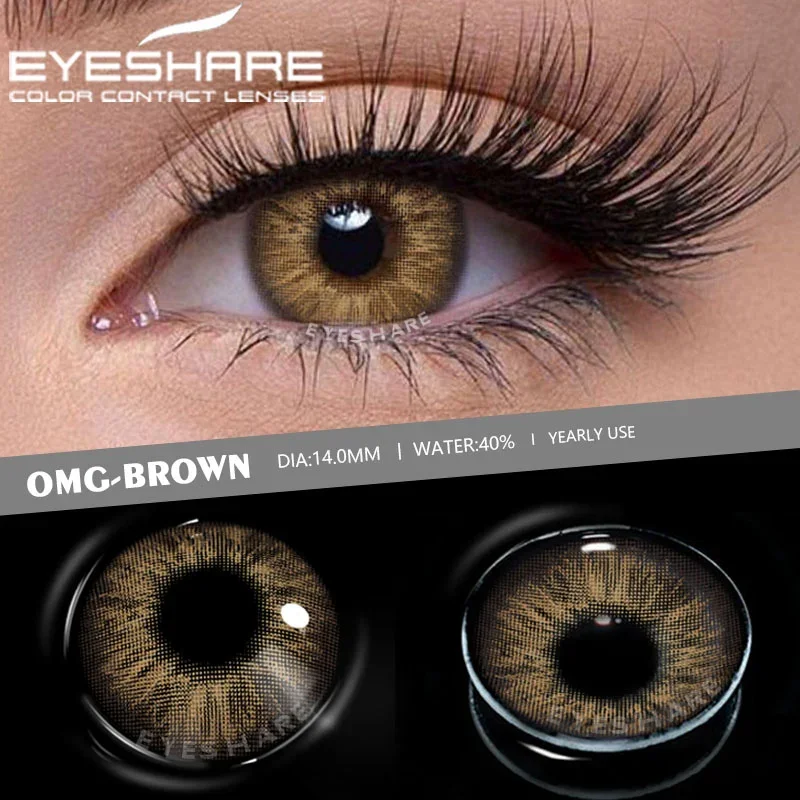 EYESHARE 1Pair Color Contact Lenses Color Contacts for Eyes Brown Colorful Eyes Lenses Yearly Cosmetic Makeup Eye Contacts Lens