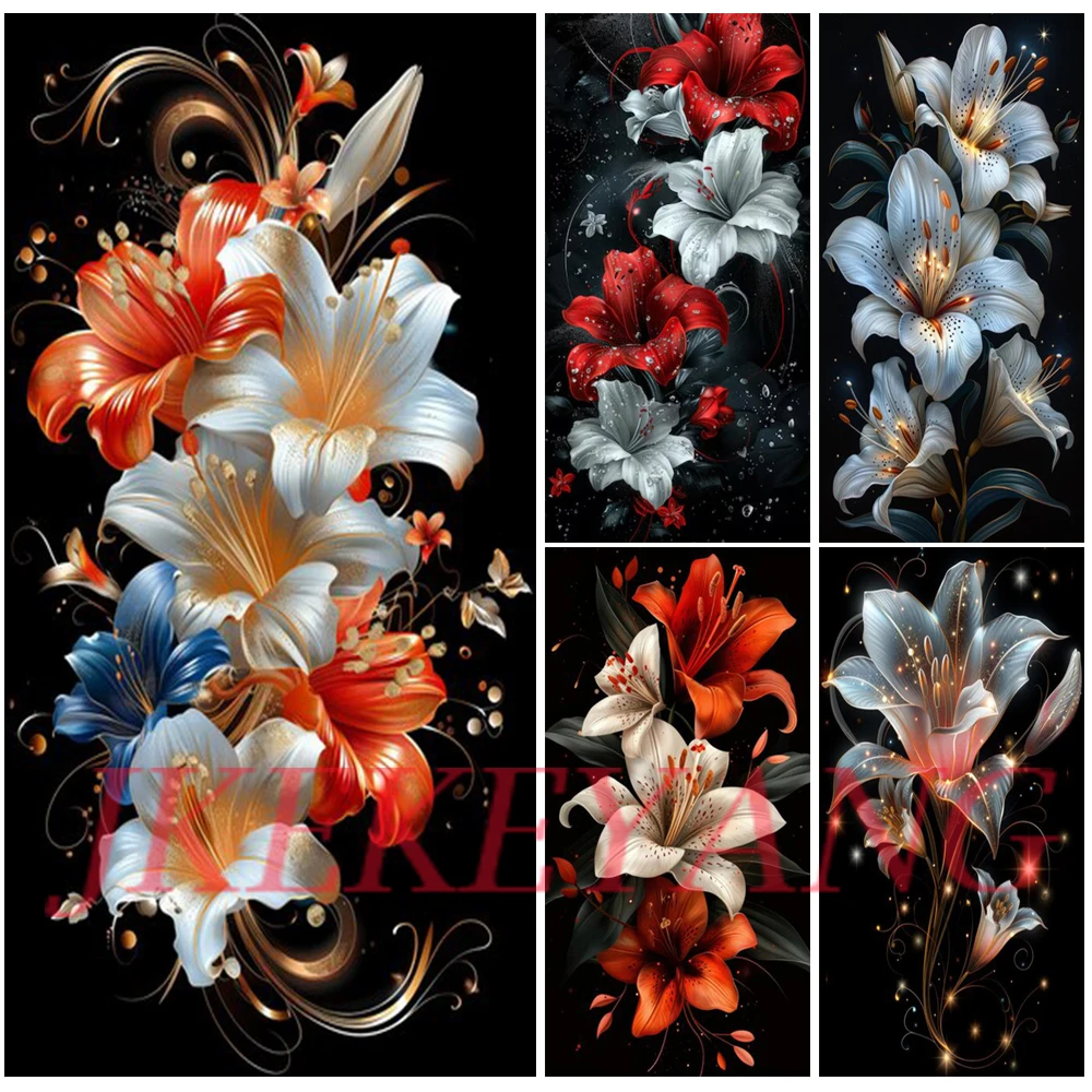 DIY Diamond Painting Cross Stitch Kit Colorful Lily Flowers Full Square Diamond Mosaic New Collection 2024 Home Decor Gift