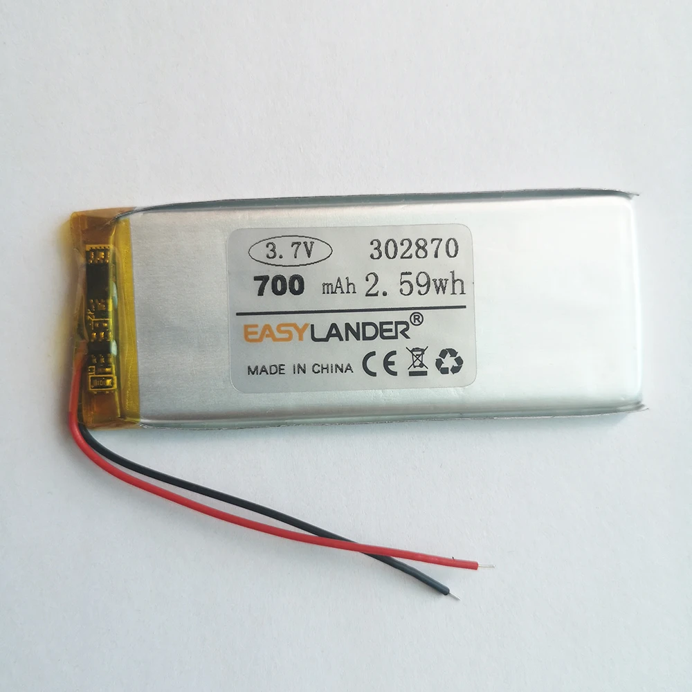 3.7V 032870 700mAh Li- Polymer Li-ion Battery For DVR GPS JHCY 302870M Bluetooth Recorder E-book Camera LED Light Watch MP3 MP4