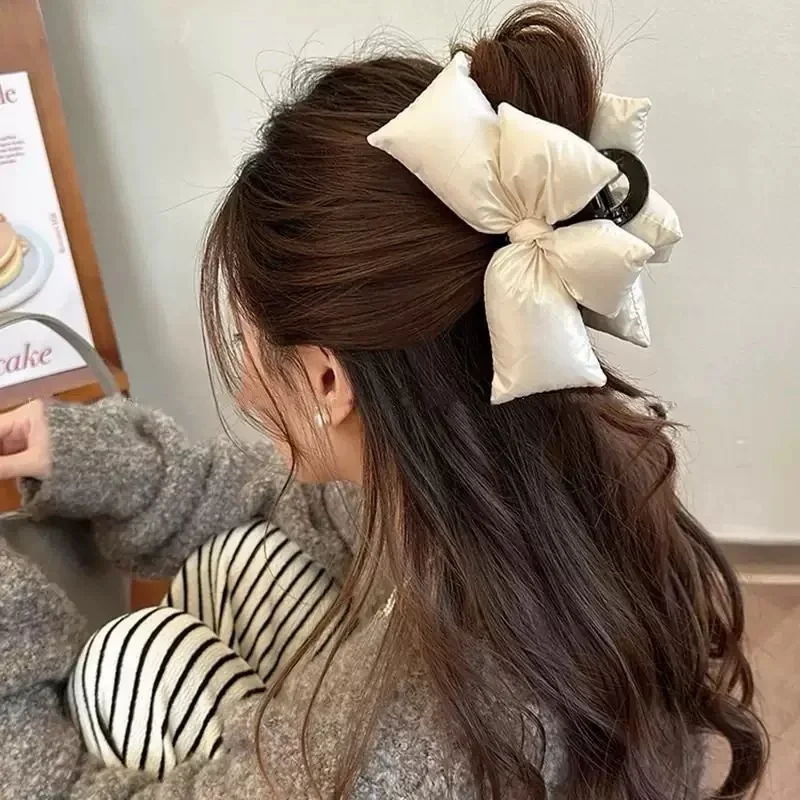 Black Pu Leather Statement Bow Hair Clip - Stylish And Timeless Design