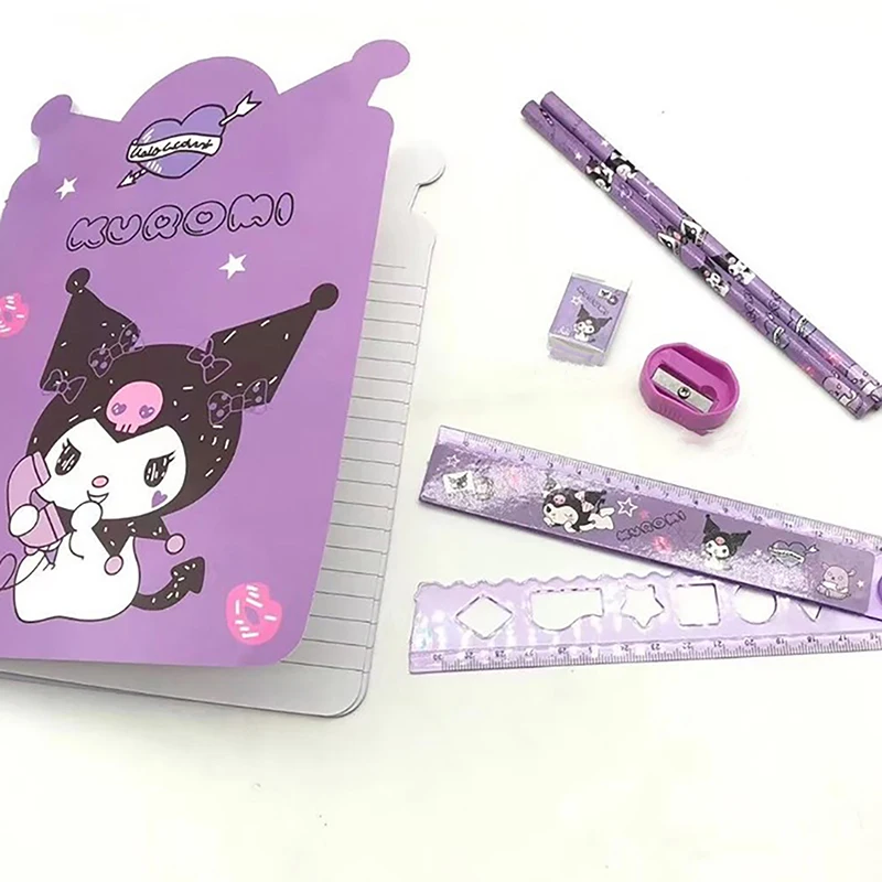 Imagem -05 - Melody Cinnamoroll Kuromi Bonito Papelaria Gift Box Material Escolar Anime Sanrio Coração Pcs Conjunto Coração my