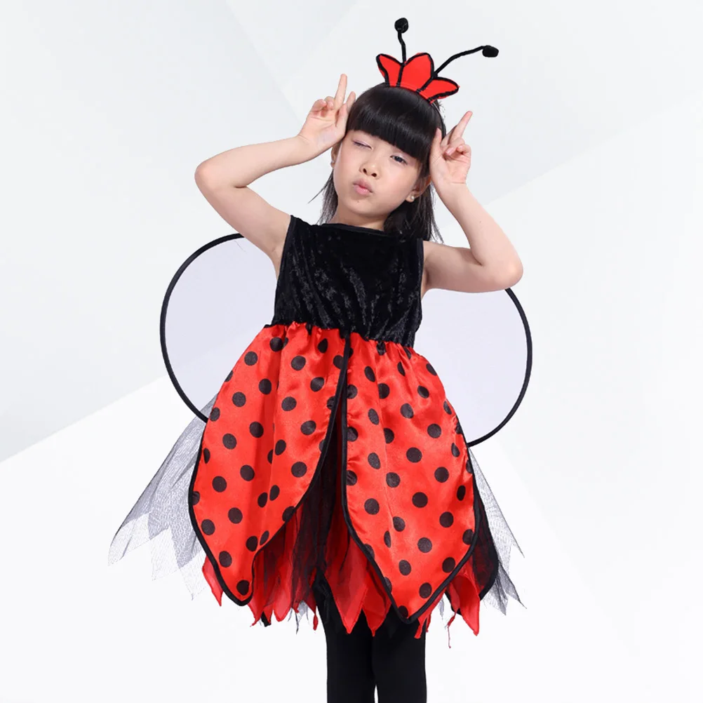 

2 Pcs Ladybug Dress Suit Clothes Wing Costume Wings for Costumes