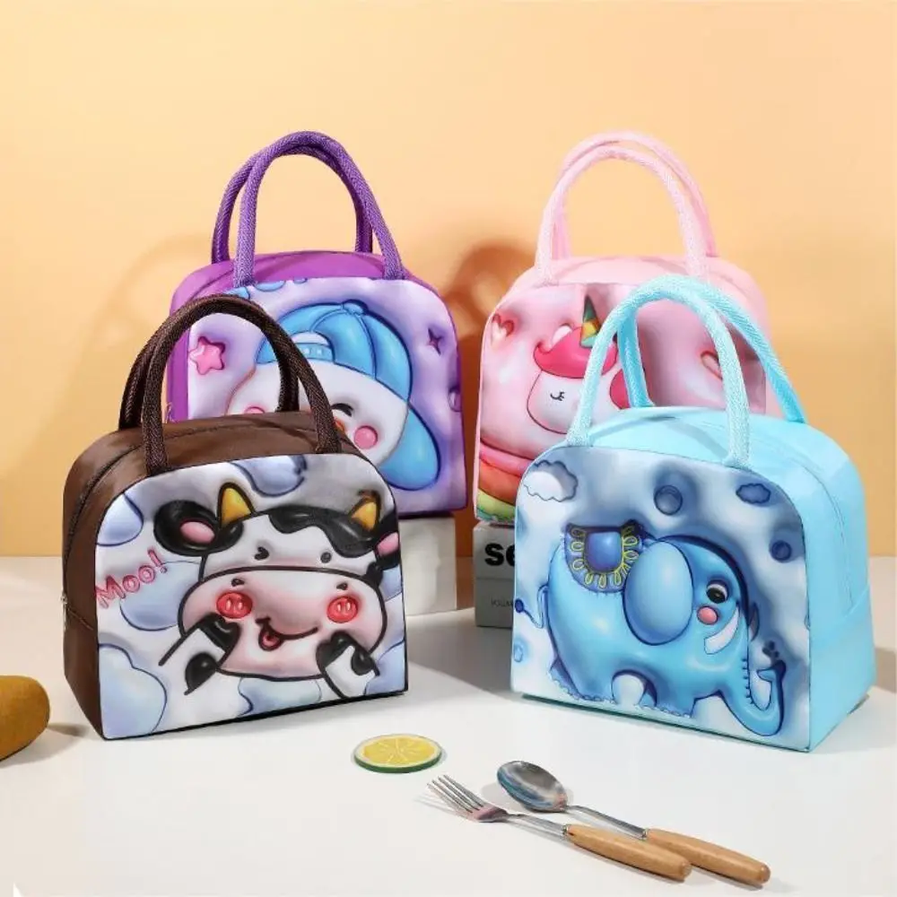 Stereoscopische Visie 3d Geprint Patroon Lunchtas Waterdichte Oxford Doek Isolatie Lunchbox Tas Grote Capaciteit 3d Thermische Tas