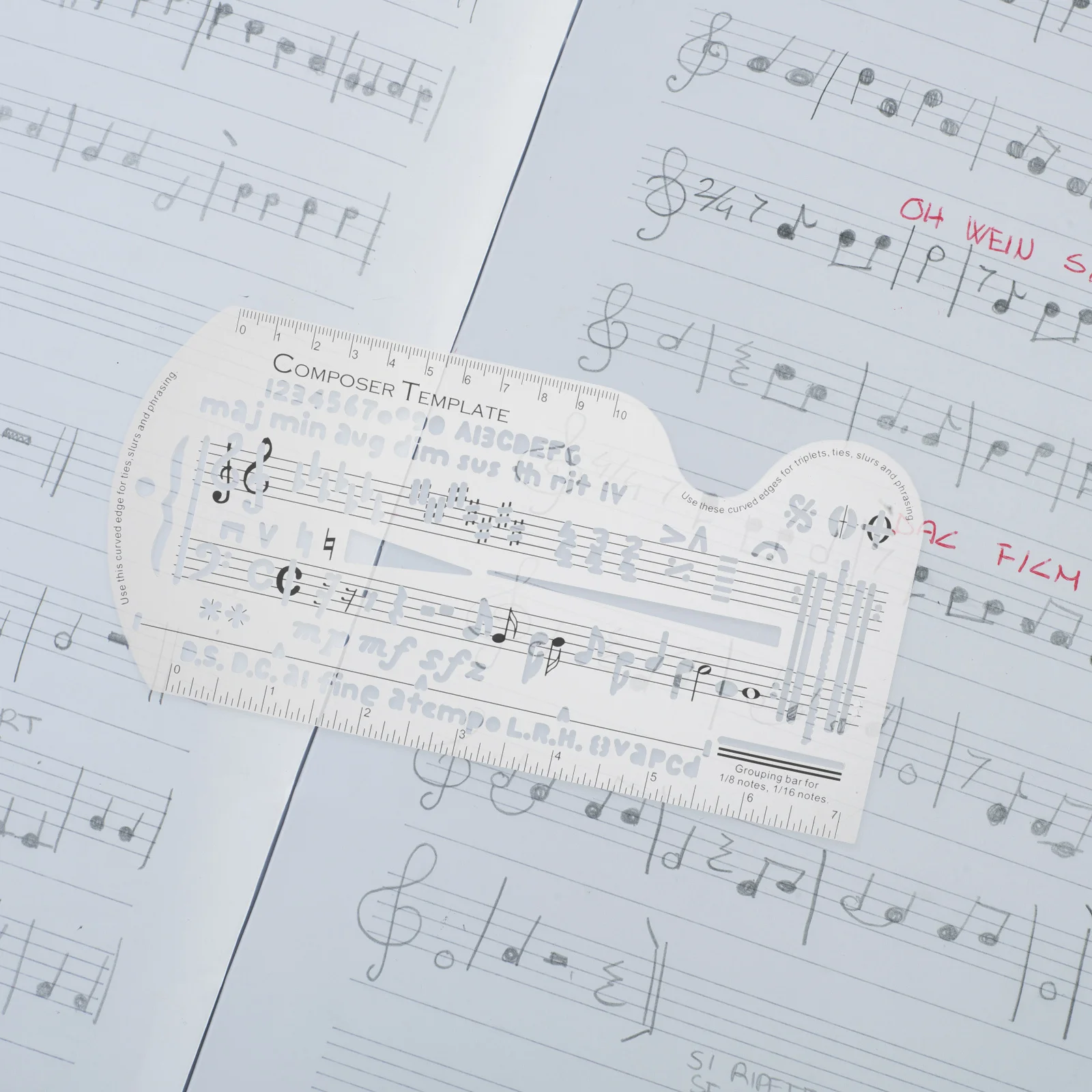 Music Staff Drawing Ruler Transparent Dual Scale Curved Design For Songwriting Notation Composition Portable Plastic Stencil