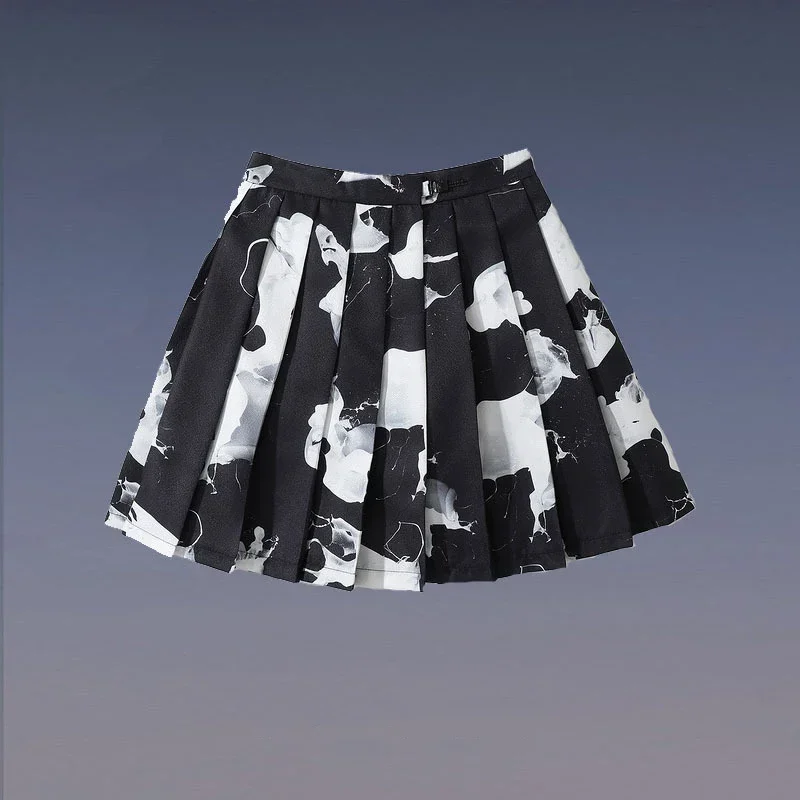 Japanese Gothic Harajuku Style Printed Mini Skirt College Style JK Uniform Pleated Summer Casual Street Wear Sweet Sexy Women