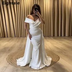 Eightale Wedding Dress with Detachable Skirt Satin Off the Shoulder Customized Mermaid Bridal Gown Wedding Party Dress