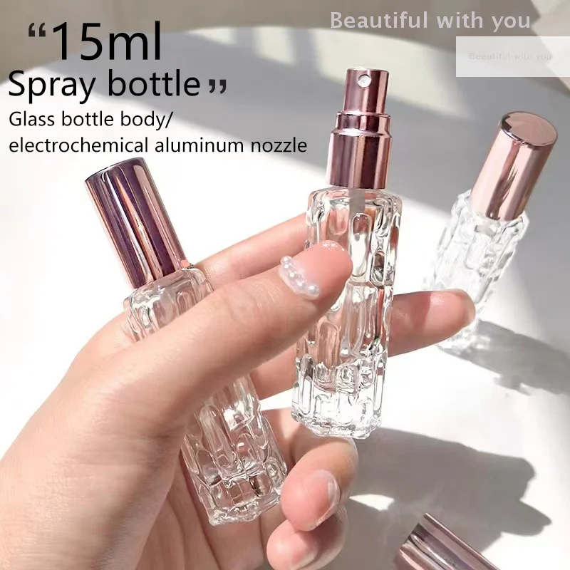 

10ml Rose Gold Glass Portable Refillable Perfume Bottle Cosmetic Container Empty Spray Atomizer Travel Sub-bottle