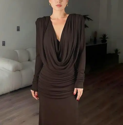 

Женское повседневное облегающее мини-платье, однотонное облегающее платье с круглым вырезом и высокой талией, с расклешенным рукавом, лето 2024