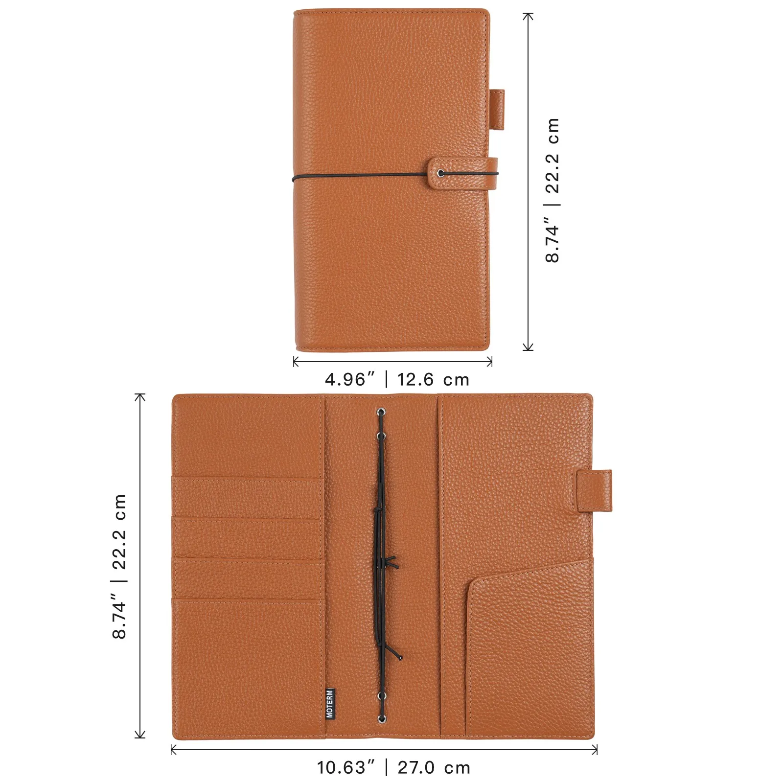 Moterm Traveler Notebook Refillable Planner Cover - Regular Standard Size Genuine Leather Organizer, Elite Travel Journal Diary