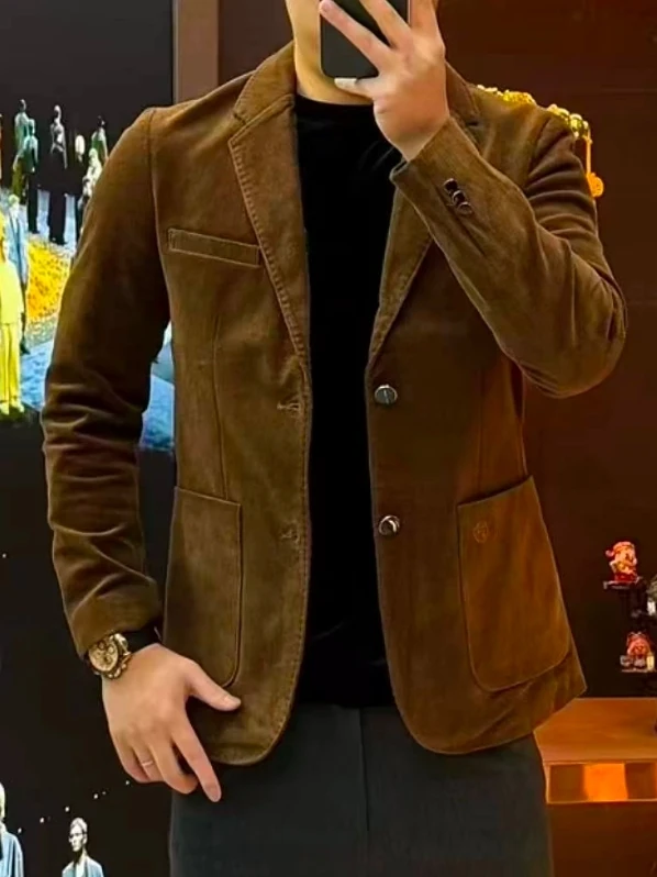 

Мужской повседневный костюм в полоску: новая модная коллекция весна-осень, высокое качество, приталенный крой, трендовый деловой стиль, антибактериальный, стандартный крой