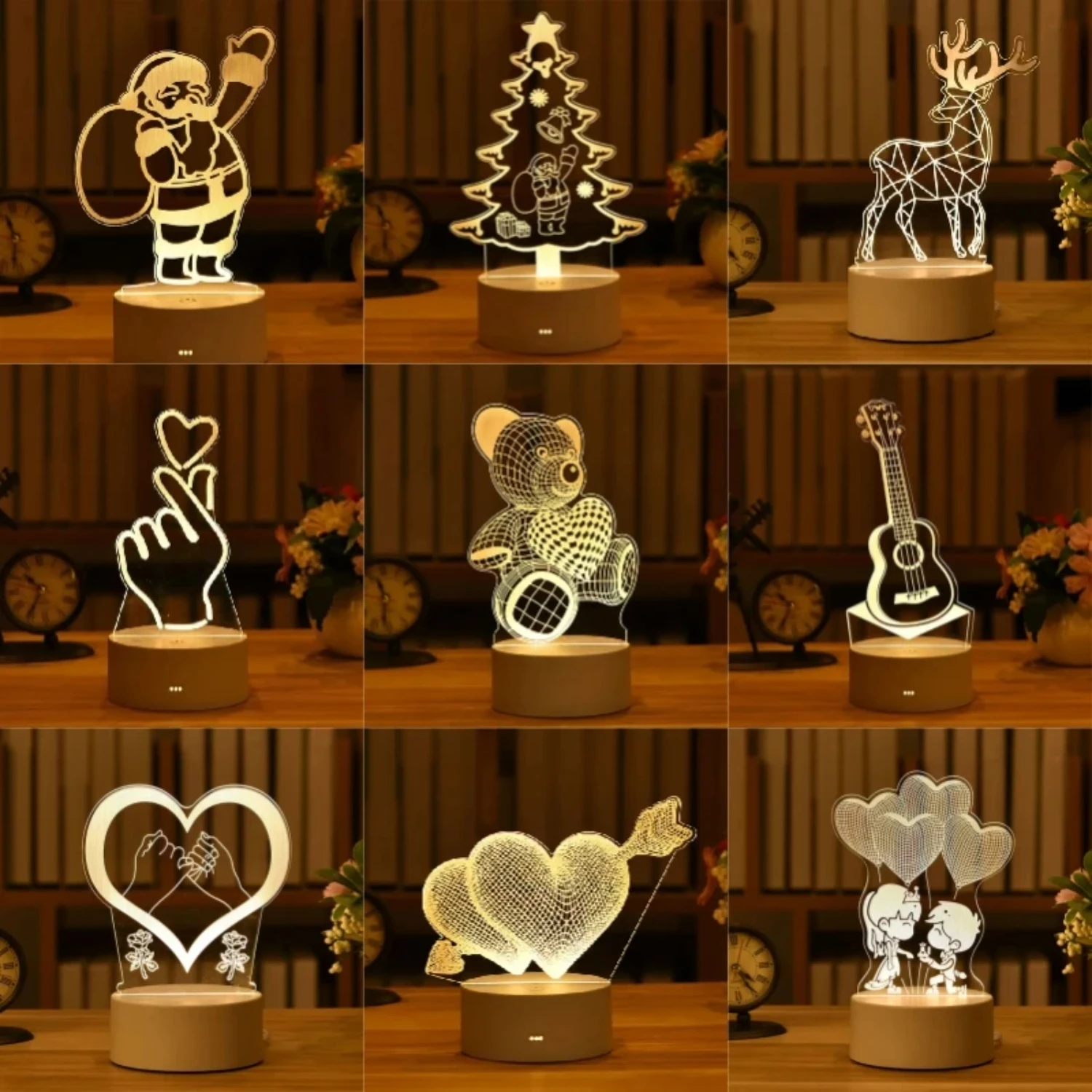 Romantic Love Theme Acrylic LED Lamp - Ideal for Children's Night Light - Perfect for Christmas & Valentine's Day Decor