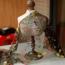 1/3 Yard Embroidered Lace Three-dimensional Embroidery Colorful Flower Mesh Embroidery Lingerie Lace Accessories