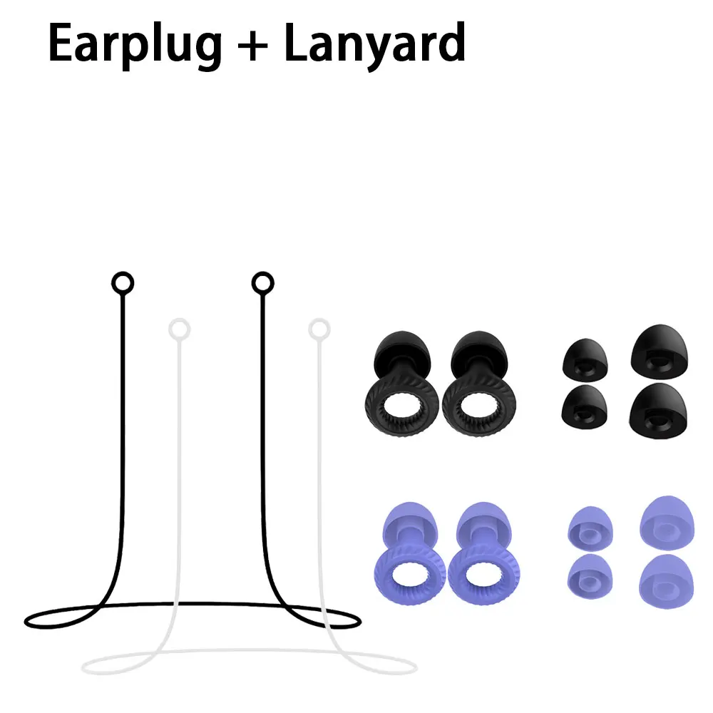 2 Pairs Soft Silicone Earplugs Bundle Comes with 2 Silicone Lanyard, Waterproof Noise Blocking Ear Plugs, Portable Comfort Ear P