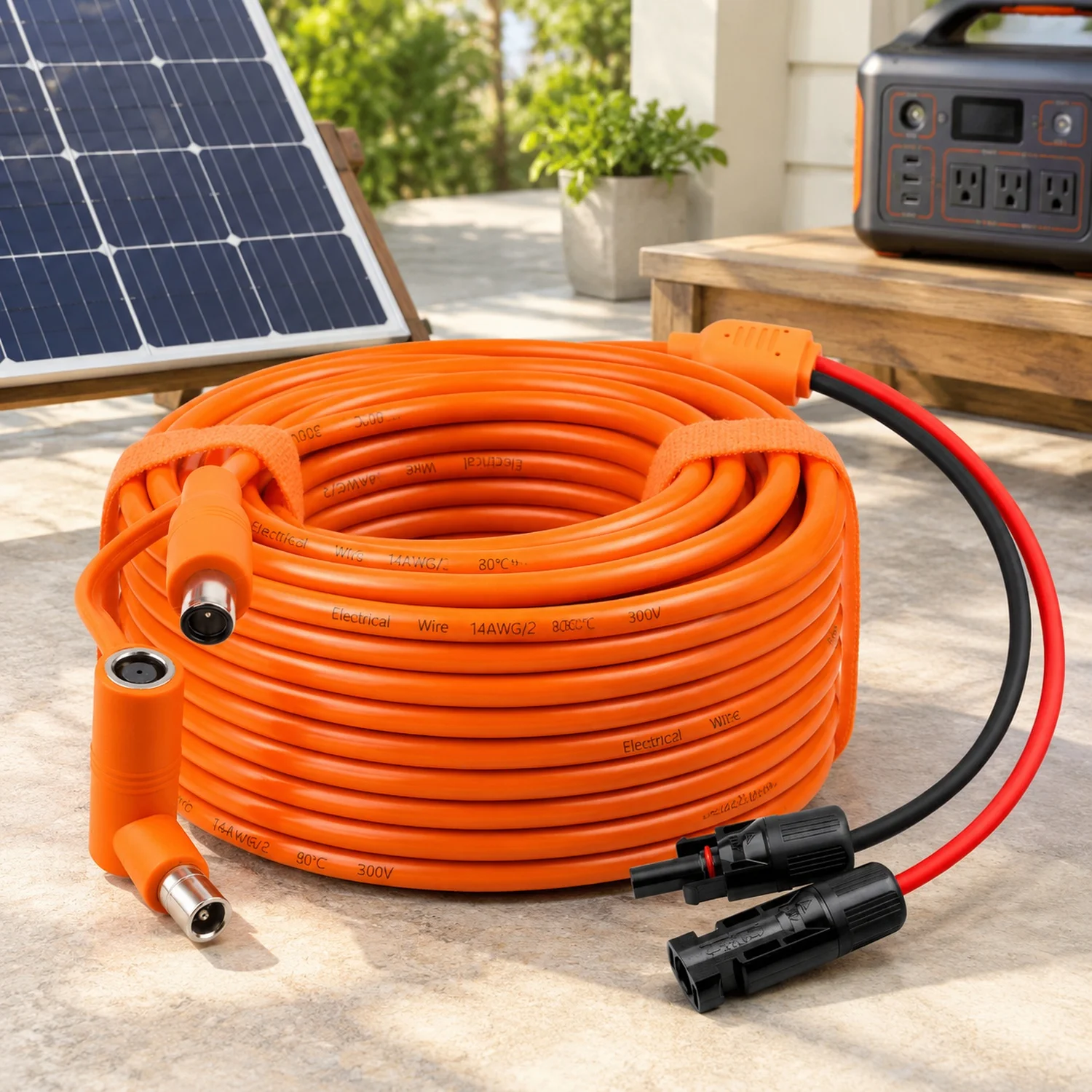 Solar To DC 8mm Charge Extension Cable 100FT,12AWG+14AWG With Panel Connector DC7909/8020 Compatible Anker,GZ