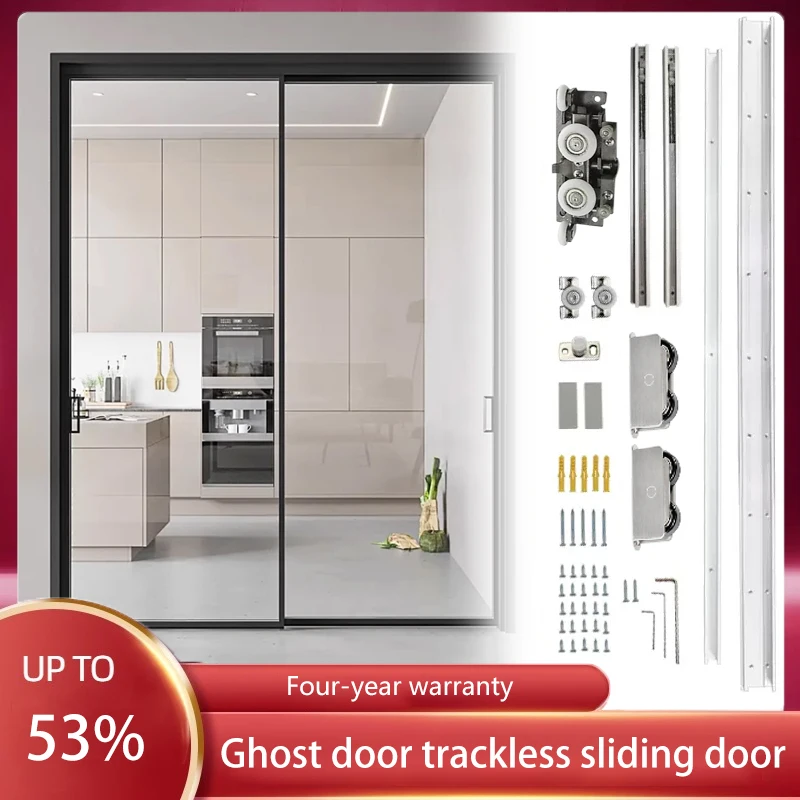 Ghost Door Trackless Sliding Door Hanging Rail Sliding Door Bathroom Cloakroom Kitchen Floating Door Partition Hidden Door