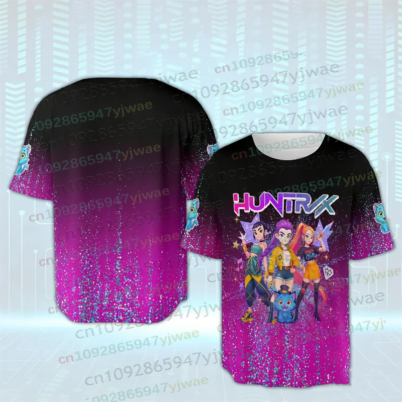 

Kpop Demon Hunters Parent Child Short Sleeve Tees Demon Hunters Harajuku Casual Fashion Streetwear Cosplay Gradient Kid's Tshirt