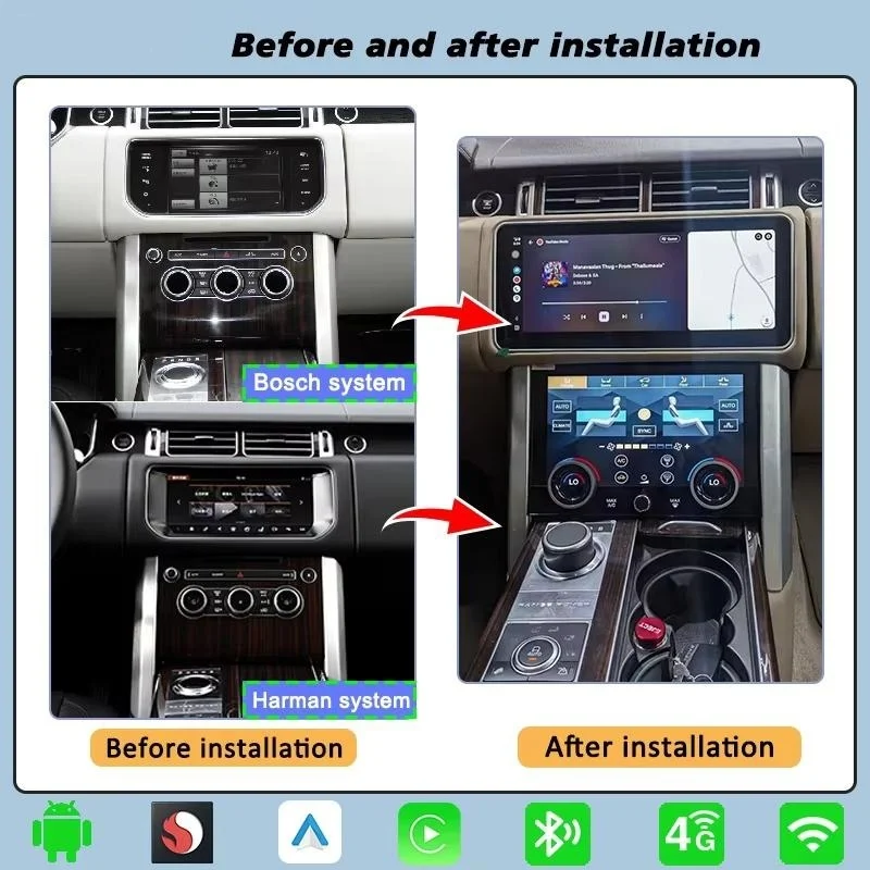 12.3 Qualcomm 685 PRO Android 14 For Land Rover Range Rover Sport L494 2013-2017 Car Multimedia Player GPS Head Unit Support 360