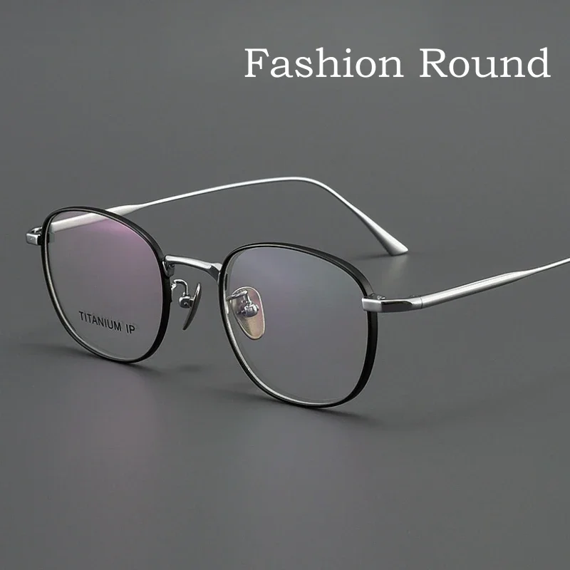 Myopia Glasses Ultra-light Casual Small Eyewear Women Retro Round Pure Titanium Optical Prescription Eyeglasses Frames for Men