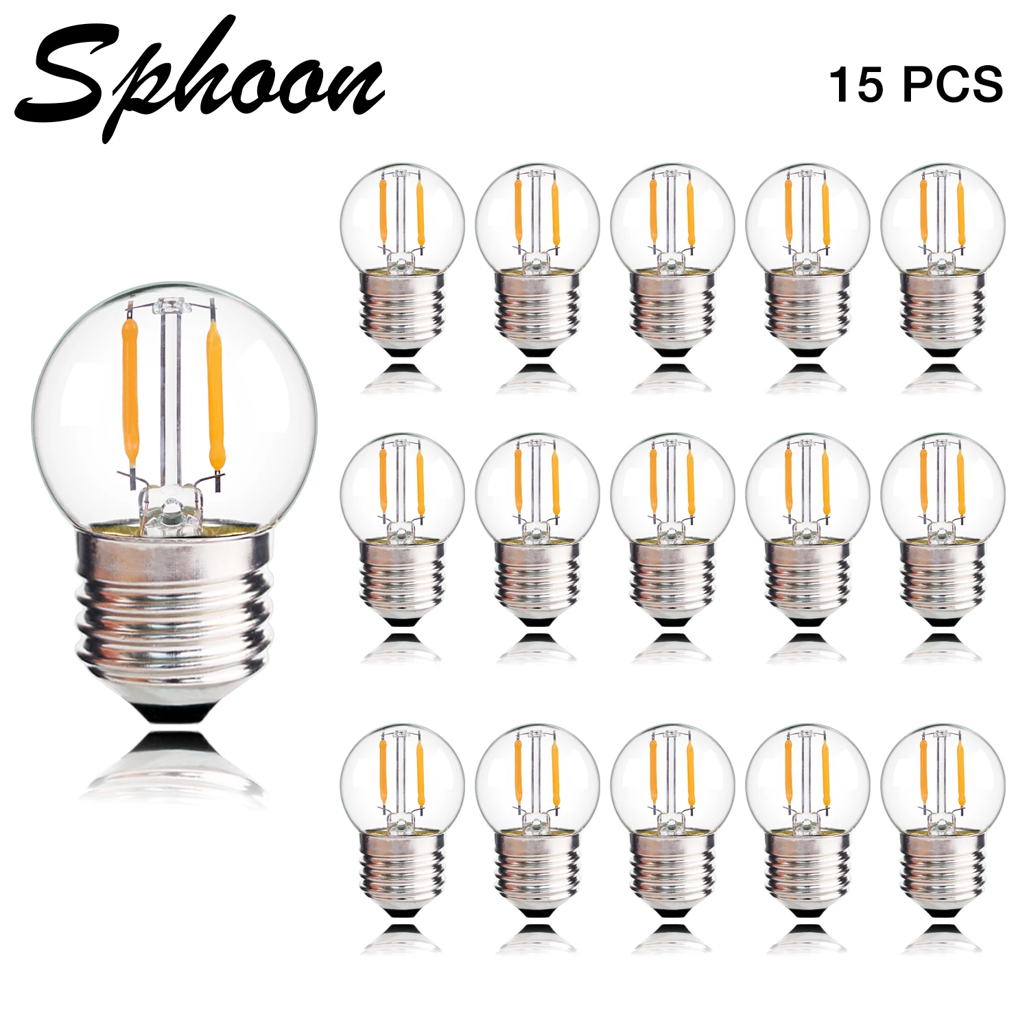 Sphoon G40 String Light Replacement Bulb 1W E27 Base 220V Warm White 2700K Vintage Dimmable Globe Clear Glass Mini Led Lamp Bulb