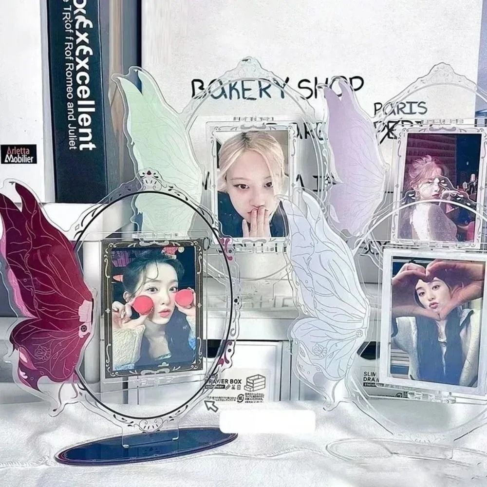 Acrylic Ornaments Butterfly Acrylic Photocard Holder Rotatable Elaborate Design Card Holder Beautiful Idol Star Display Stand