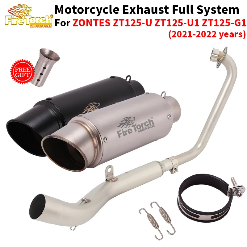 

Slip On For ZONTES ZT125 U1 G1 Z1 Z2 2021-2022 Motorcycle Exhaust System Modify Catalyst Front Link Pipe With Muffler DB Killer