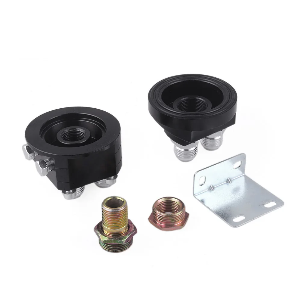 Engine Oil Filter Adapter Kit for Relocation and Larger Filter Use Aluminum 3/4 x16 and 20x1.5 Thread Compatible