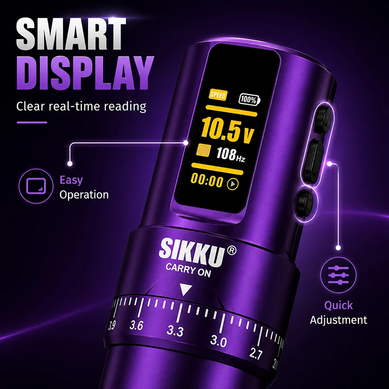 SIKKU Wireless Tattoo Pen Coreless Brushless Motor Stable Output PMU Permanent Makeup For Tattoo Artists