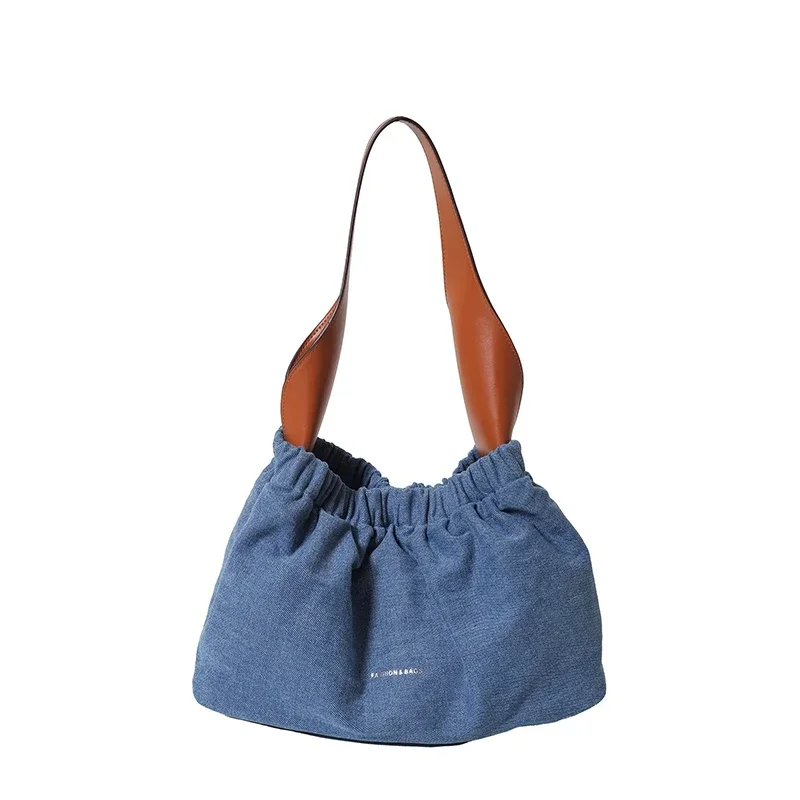 Sac fourre-tout doux en tissu denim de grande capacité, sacs initiés sous les bras polyvalents, fil à coudre, loisirs et mode, haute qualité, nouveau, 2024