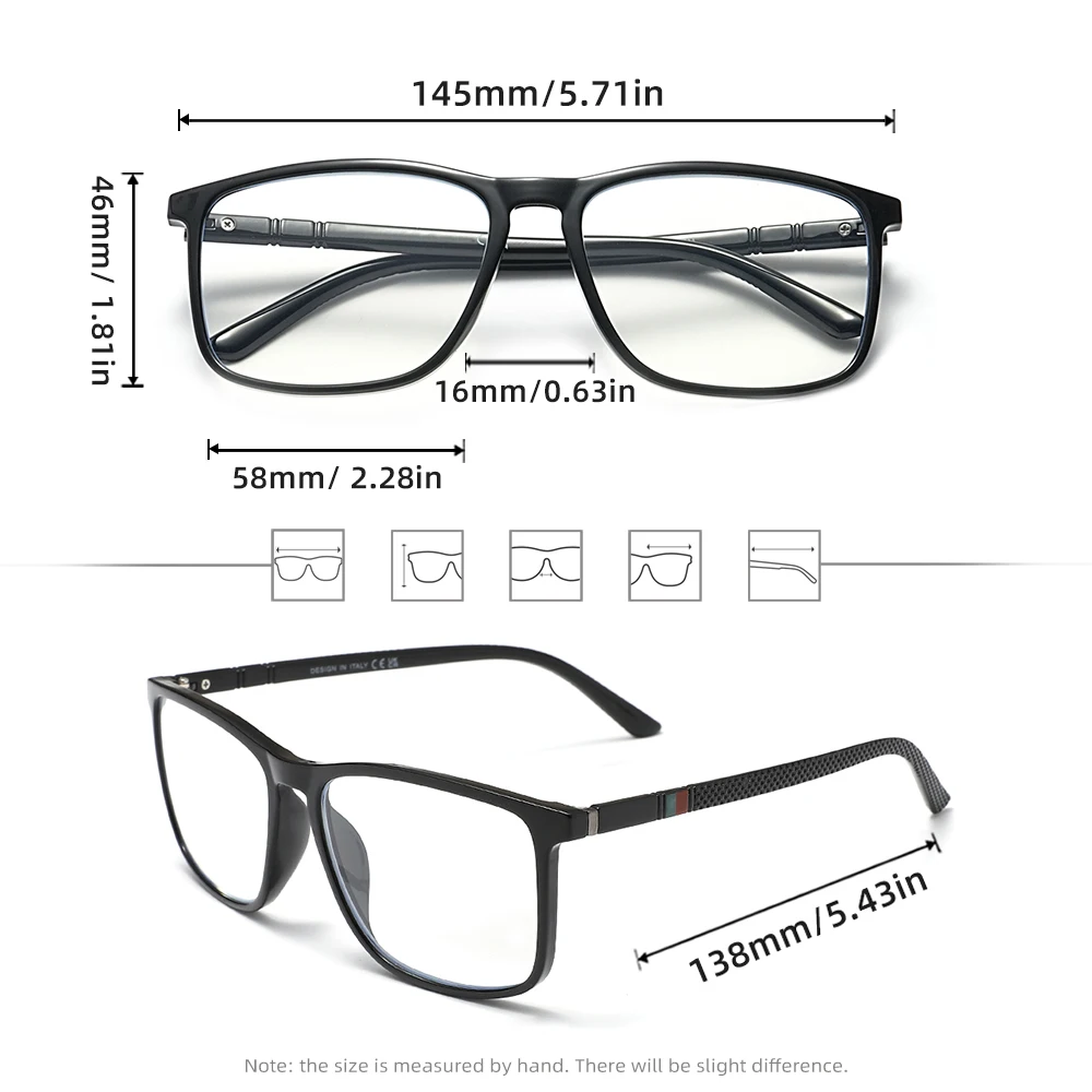 แว่นตาอ่านหนังสือคลาสสิกสำหรับผู้ชาย/ผู้หญิง ป้องกันแสงสีฟ้า แว่นสายตายาว รุ่นอ่านหนังสือ +1.0+1.5+2.0+2.5+3.0+3.5