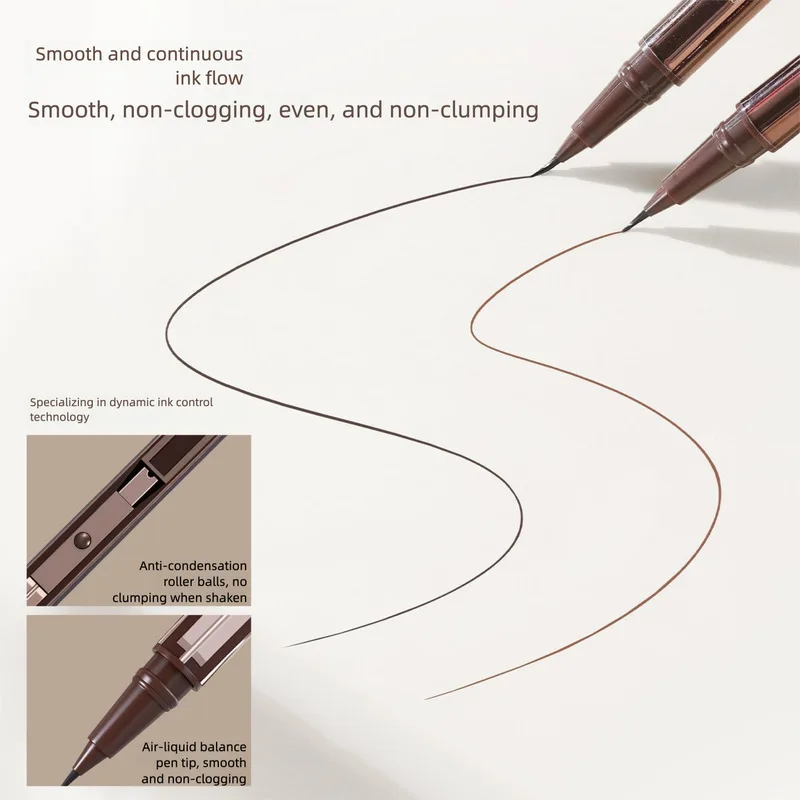 郭暁牛 スマート両端アイライナーペン ファインシルクフロークラウド 極細 長持ち 防水 汚れにくい ナチュラル