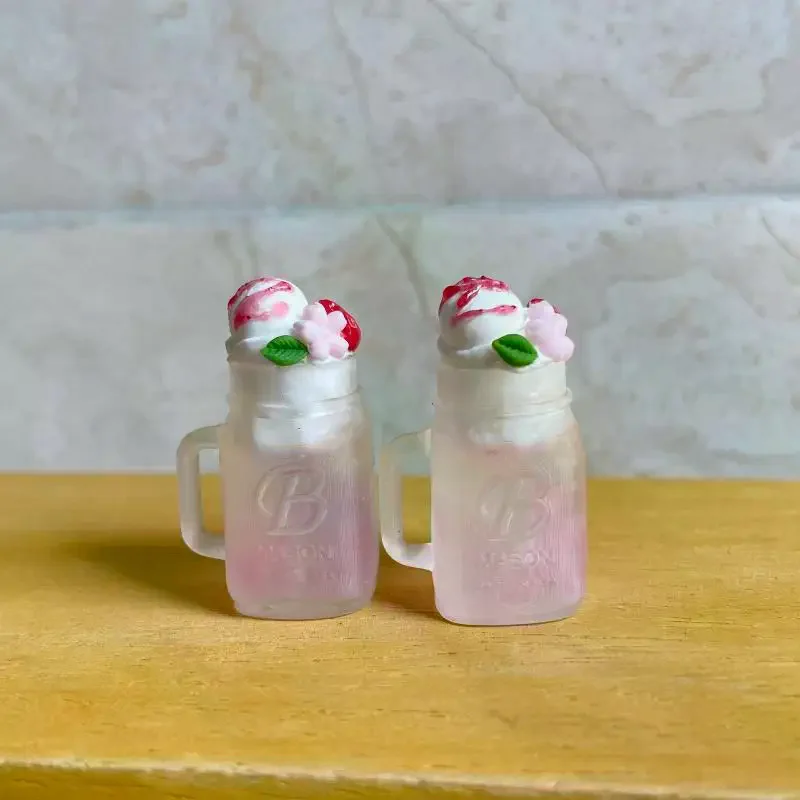 Para boneca acessórios sobremesa loja decoração crianças presente 1 pçs casa de bonecas em miniatura sorvete simulação bebida gelo modelo brinquedo