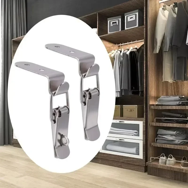16/2PCS Duck Mouth Buckle Hook 90 Degree Box Closure Lock Spring Loaded Draw Toggle Buckle Clamp for Suitcase Cabinet Door Hasps