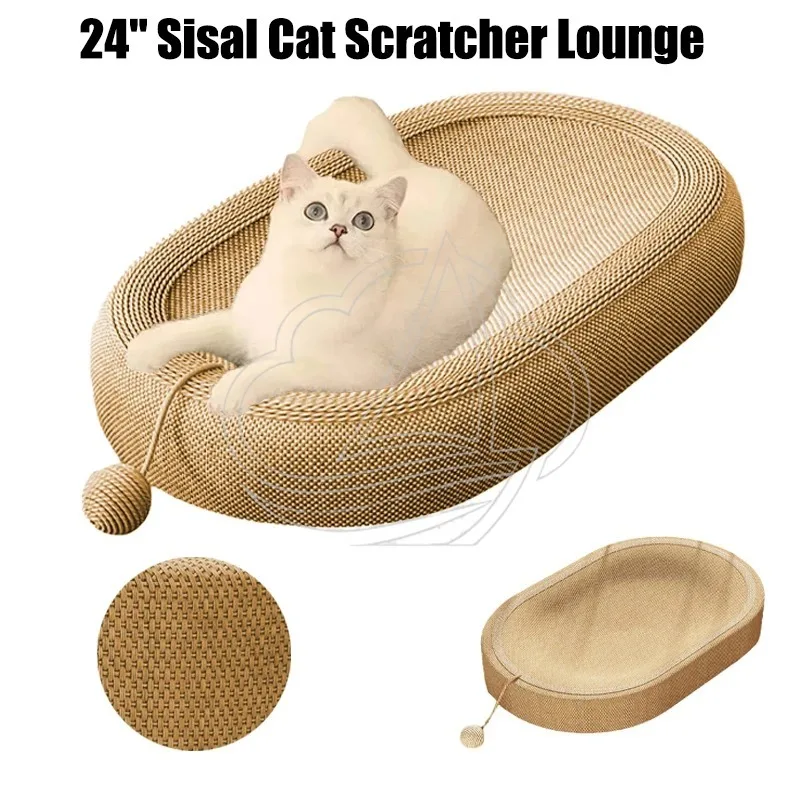 2 In 1 Oval Cat Scratcher Cardboard Pad Bowl Indoor Outdoor Grinding Claw Pet Bed