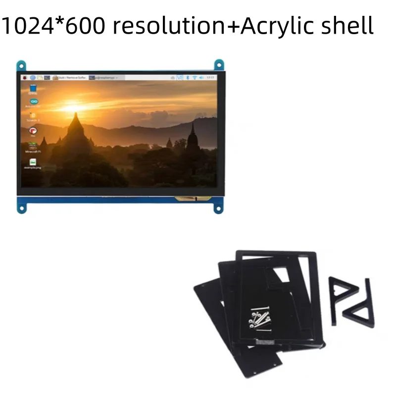 สำหรับ ZERO3B ราสเบอร์รี่ Pi/4B 7นิ้ว IPS หน้าจอสัมผัสแบบ capacitive หน้าจอสัมผัสจอแสดงผล HDMI HD พร้อมขายึด