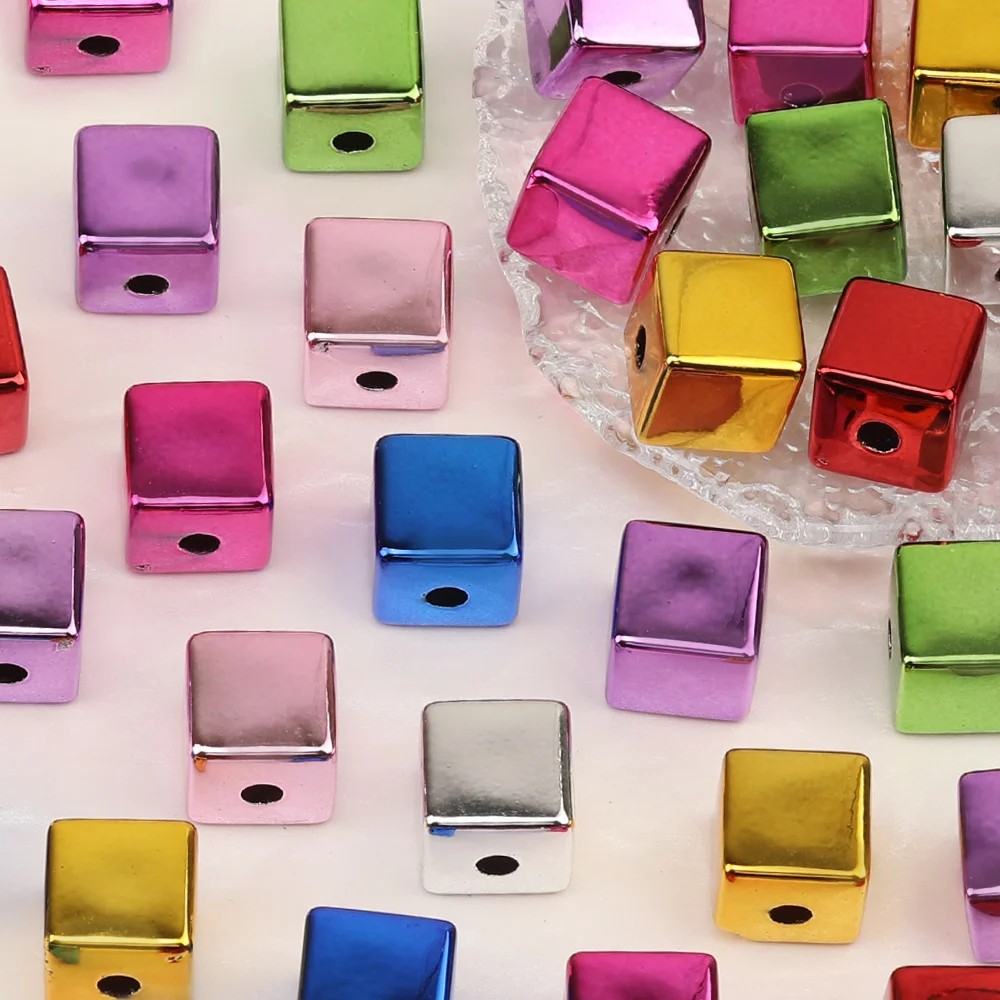 

Cordial Design 100Pcs 14*14MM Jewelry Findings & Components/UV CCB Effect/Cube Shape/Hand Made/Acrylic Beads/DIY Beads Making