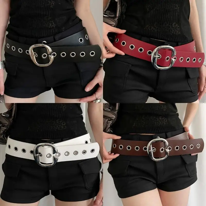 Cinturón ancho con sentido de diseño de estilo Punk para mujer, personalidad Y2k, sentido avanzado con falda, cinturón vaquero, accesorios de cinturón de cuero PU