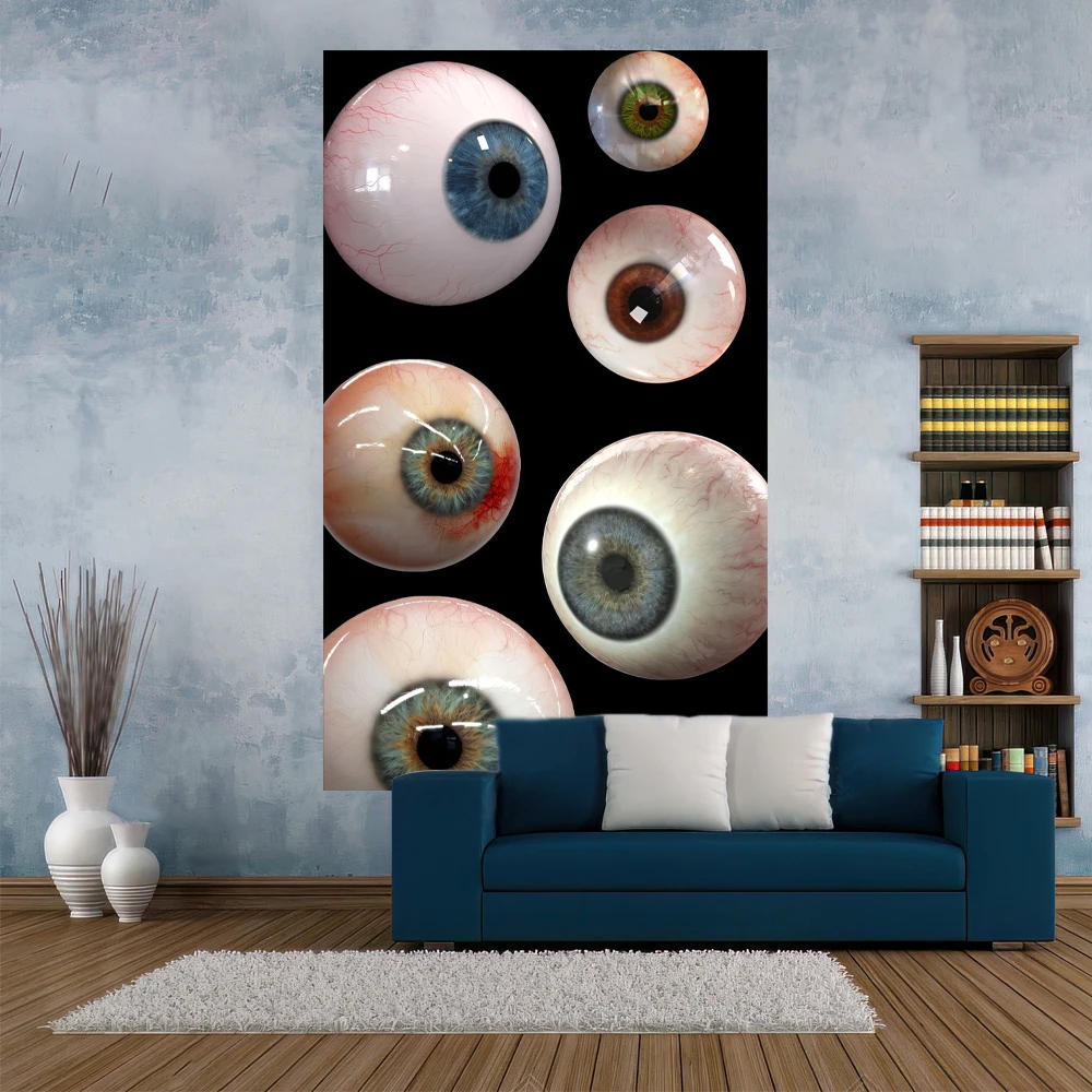 

Creepy Eyeballs Tapestry Room Decor Aesthetic Hippe Poster Printed Wall Hanging Bedding Carpets Decoration For Home