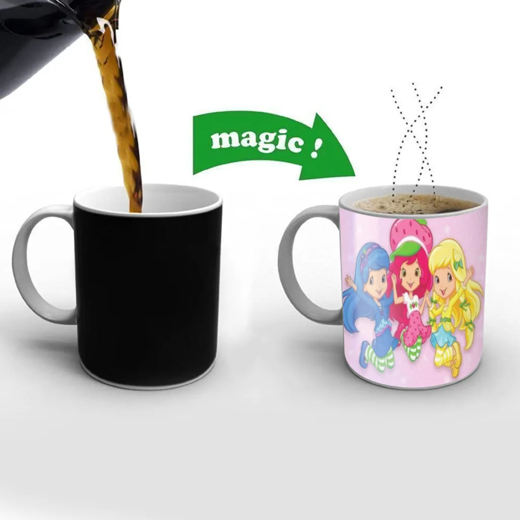 

Cartoon V-Vintages Strawberry S-Shortcakes Free shipping Mug Changing Color Ceramic Coffee Mugs Magic Tea Cup Best Gift