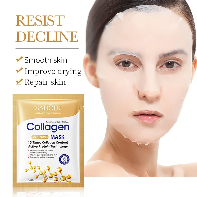 5pcs Anti-wrinkle Collagen Face Mask Moisturizing Anti-aging Repair Brightening Skincare Face Sheet Mask Facial Masks Skin Care