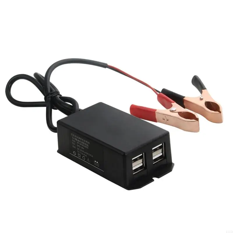 B5XD 12V Battery Clip for Cellphone Tablet Car Motorcycle USB Charging Device Vehicle USB