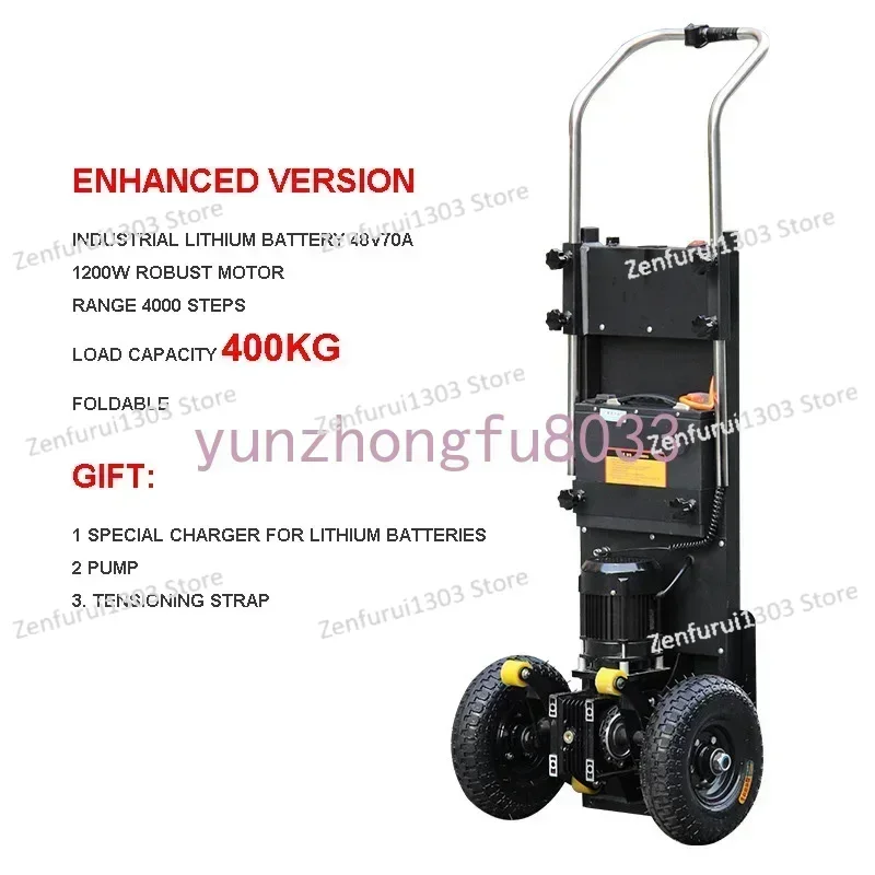 400KG Electric Stair Climbing Machine Vehicle Cargo Handling Cart Up And Down Stair Climber Folding Hand Trolley Cart MobileTool