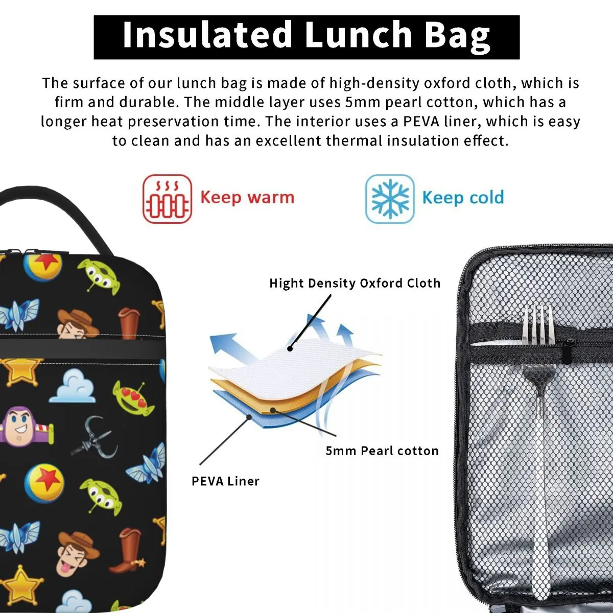 Toy Story Insulated Lunch Bag Thermal Meal Container Cartoon High Capacity Tote Lunch Box Food Handbags Work Outdoor image 6