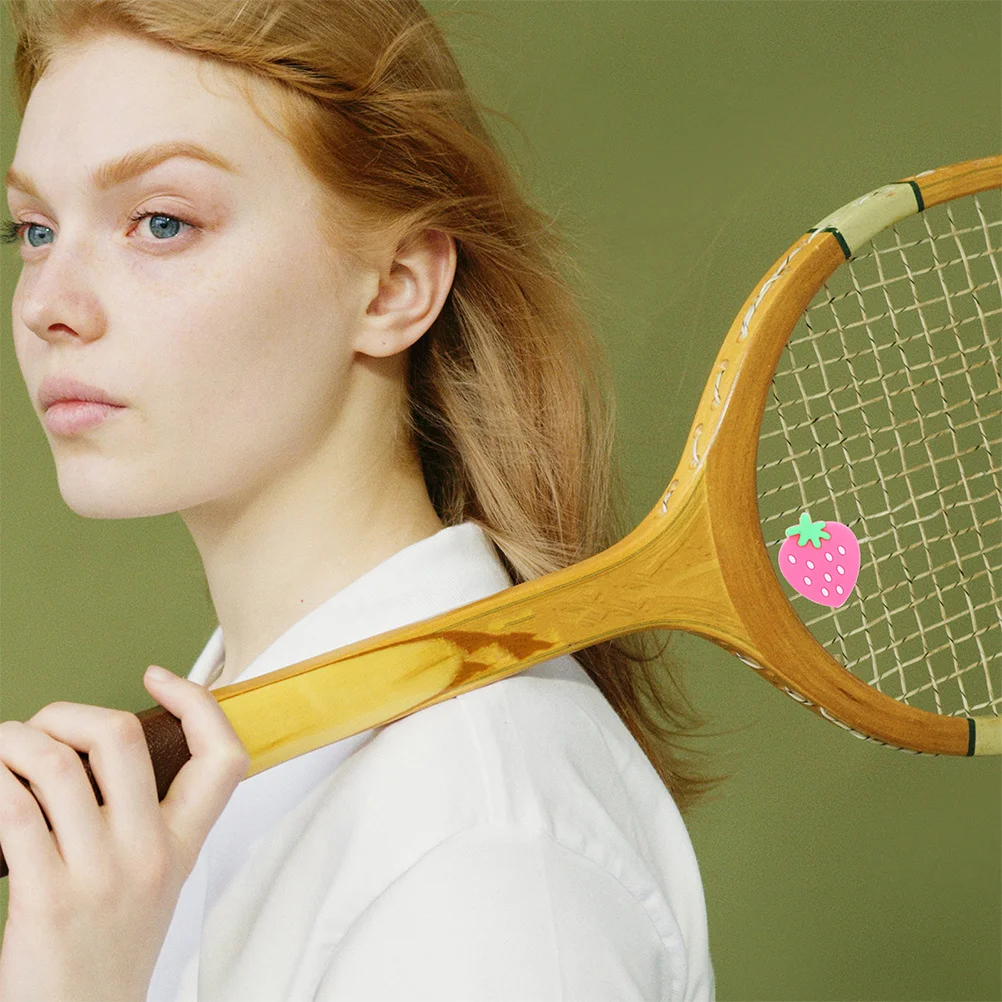 

6Pcs Strawberry Dampeners for Tennis Rackets Vibration Accessory High Shock Absorption Easy to Install Tennis Racket Accessories