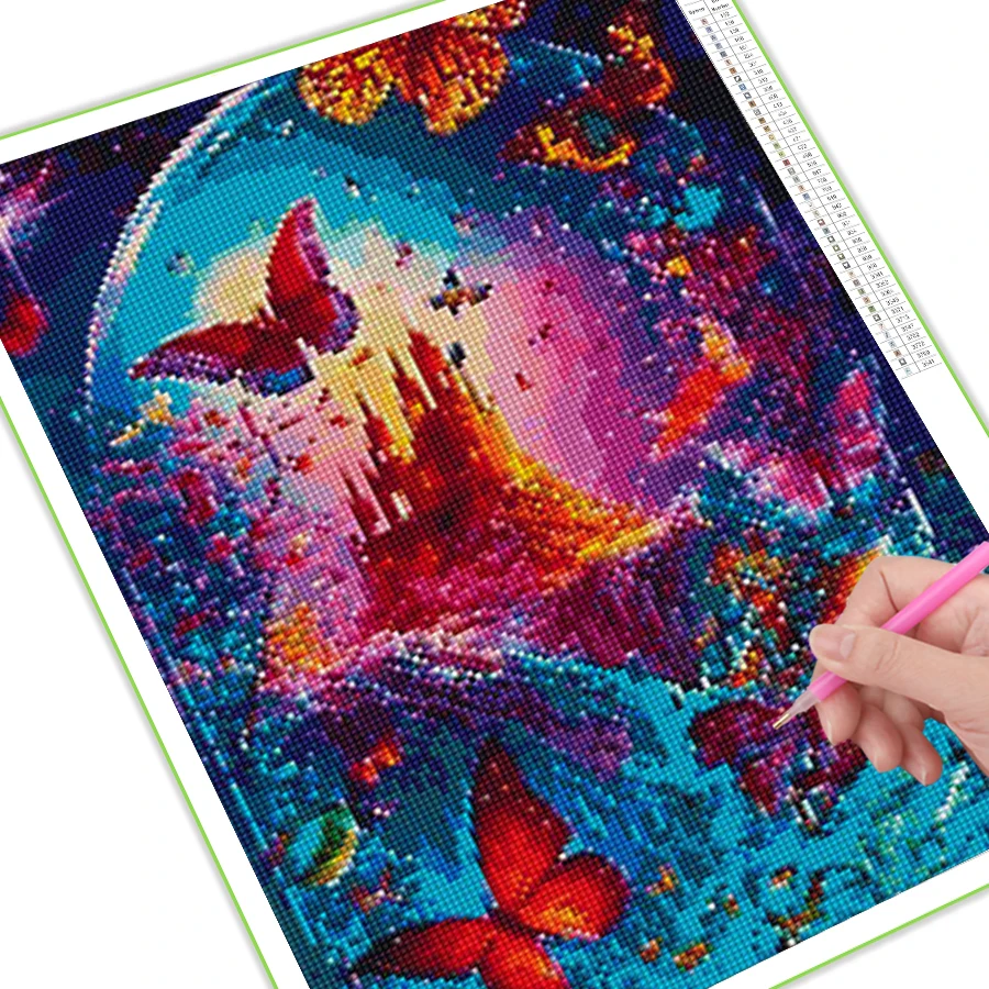 Fantasy Castle Butterfly 5D DIY Diamond Painting Cross Stitch Kits Diamond Mosaic New Landscape Embroidery Home Dec JX0217